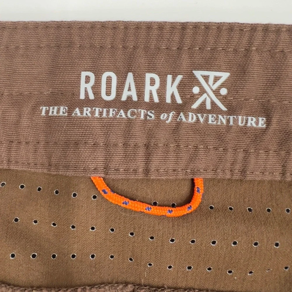 Roark Mens Brown Utility Adventure Shorts‎ Zip Pockets Drawstring Size 40